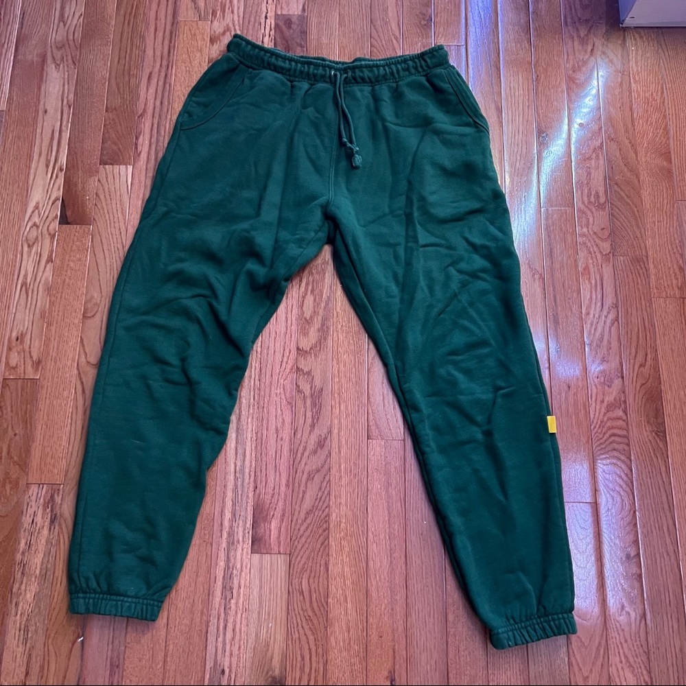 Yellow label green sweatpants